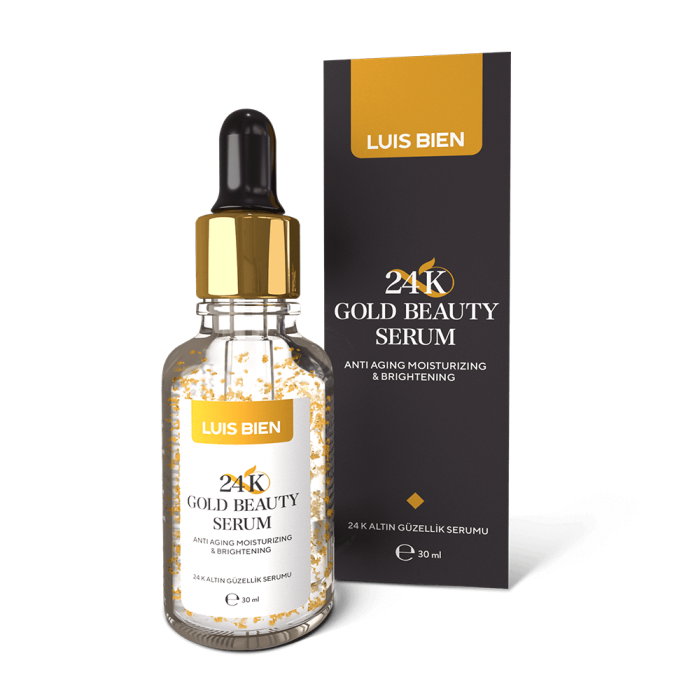 24 K Gold Beauty Gold Serum Dermatologically Tested.✓ Contains 24 carat gold. Moisturizes and Nourishes the Skin. It is effective against aging. Selected Luis Bien Products Selected as the Best Product Nominee of the Year. Best Customer Experience of the Year Award. 8681967482072